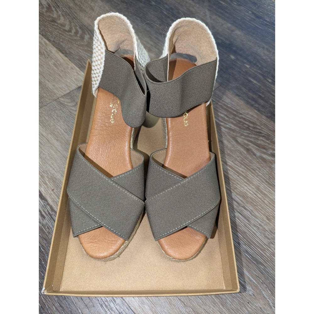 Andre Assous Erika Mid Taupe Espadrille Wedge Sandals Erika-P4 Womens 6